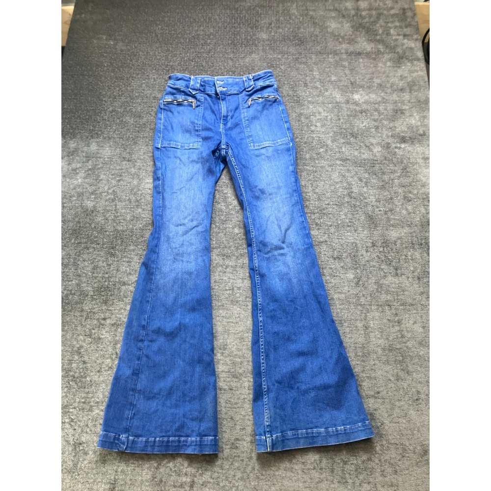 Free People We The Free Flared Jeans Womens 28 Blue Denim Cotton Medium Wash